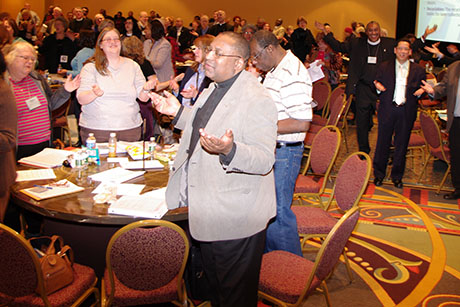 Deputies singing the closing hymn at last year's Convention.