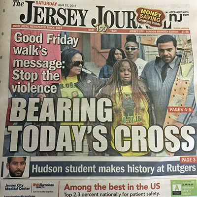 Front cover of the Jersey Journal, April 15, 2017.