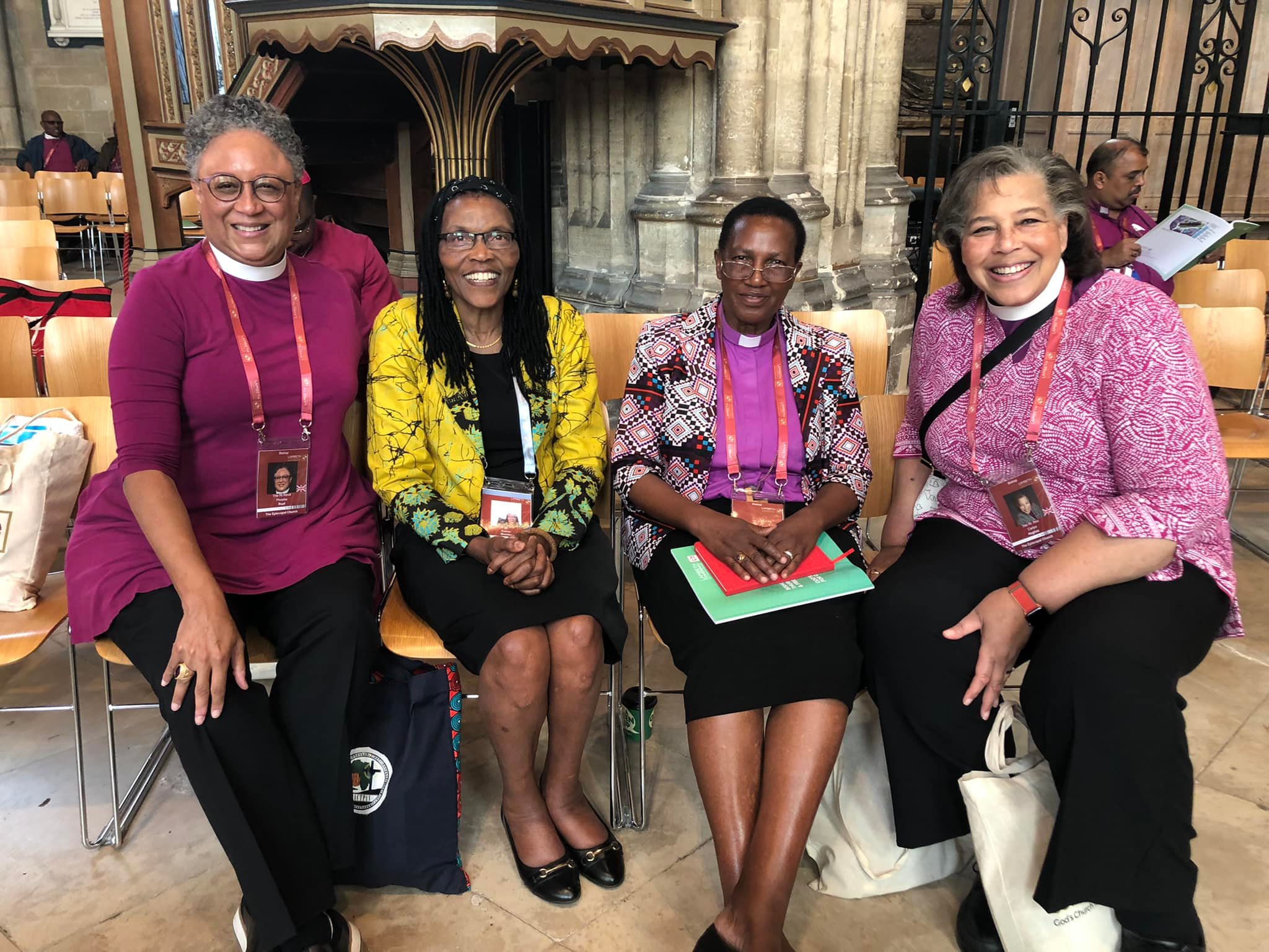 Day 2 - July 28: Bishop Hughes with Bisho Phoebe Roaf of West Tennessee, Lambeth speaker Dr. Esther M. Mombo, and Bishop Emily Onyango, the first woman elected to the Episcopacy in Kenya.