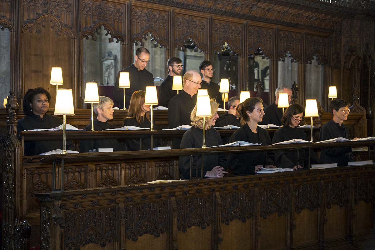 The Christ Church choir rehearsing for Evensong at Bristol Cathedral.