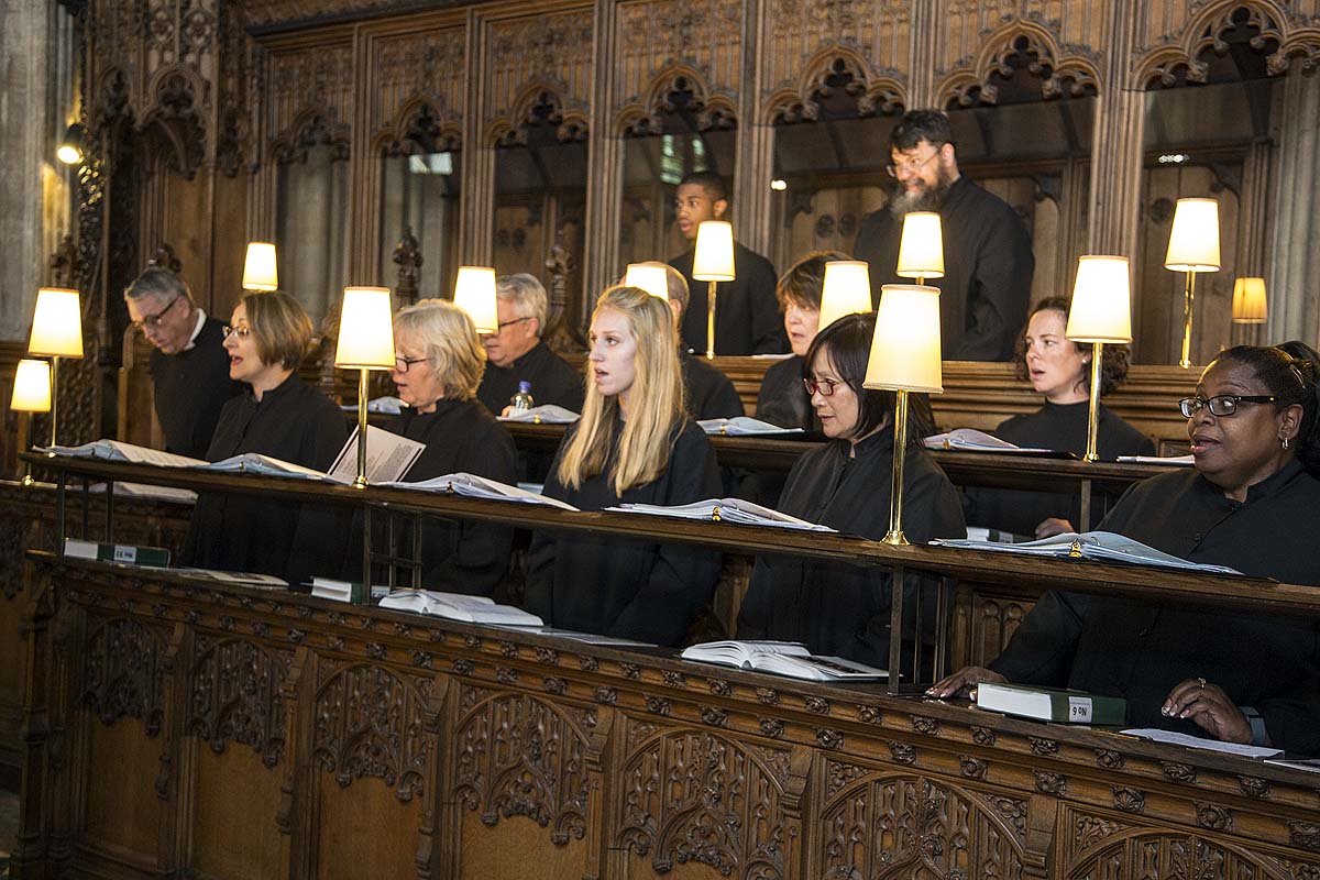 The Christ Church choir rehearsing for Evensong at Bristol Cathedral.