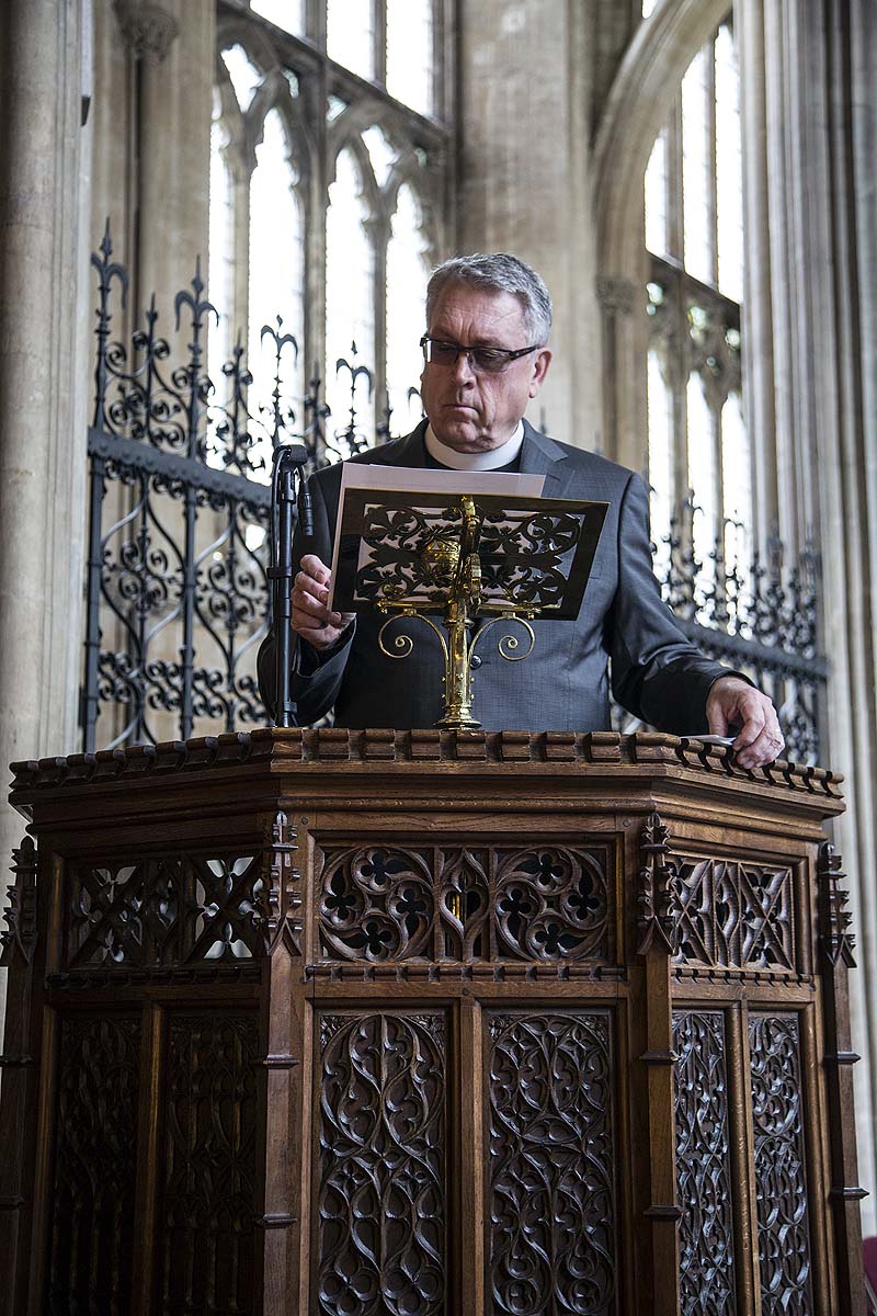 The Rev. Dr. Timothy Mulder, Rector of Christ Church in Short Hills, reading during an Evensong at Bristol Cathedral.