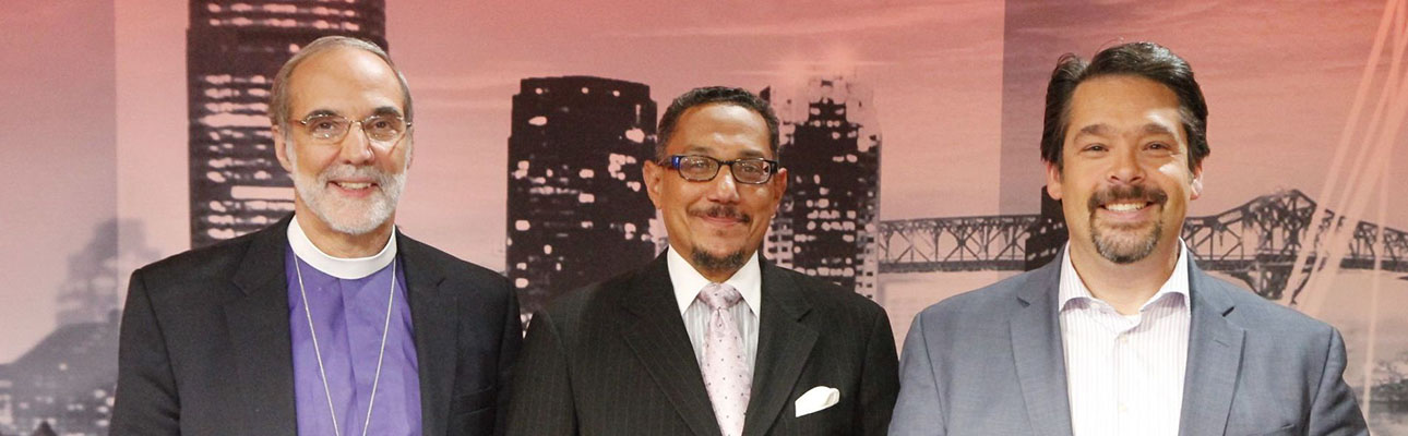 Bishop Mark Beckwith, Imam W. Deen Shareef and  Rabbi Matthew Gerwitz. PHOTO COURTESY NJTV