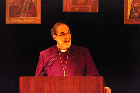 Bishop Beckwith speaking at Convention. NINA NICHOLSON PHOTO
