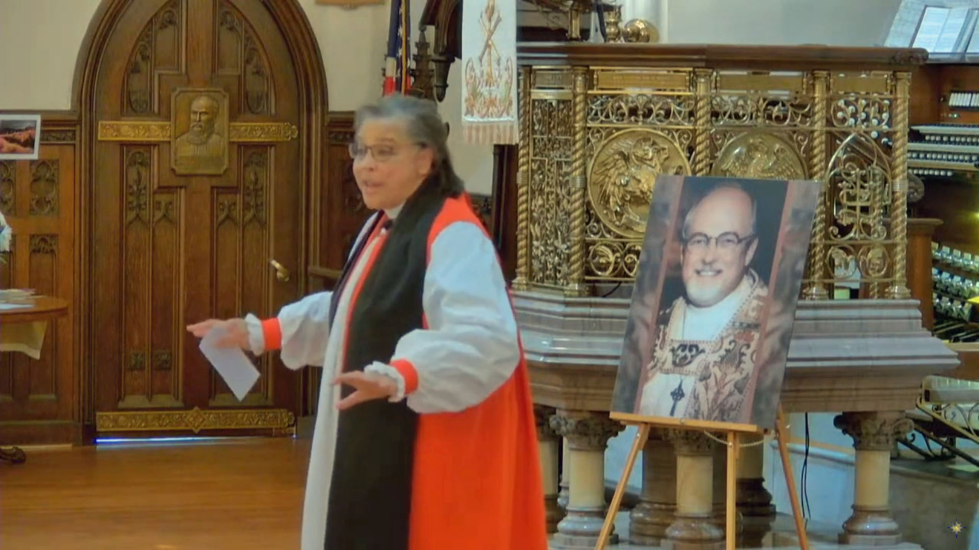 Bishop Hughes preaching at the funeral of Bishop Croneberger.