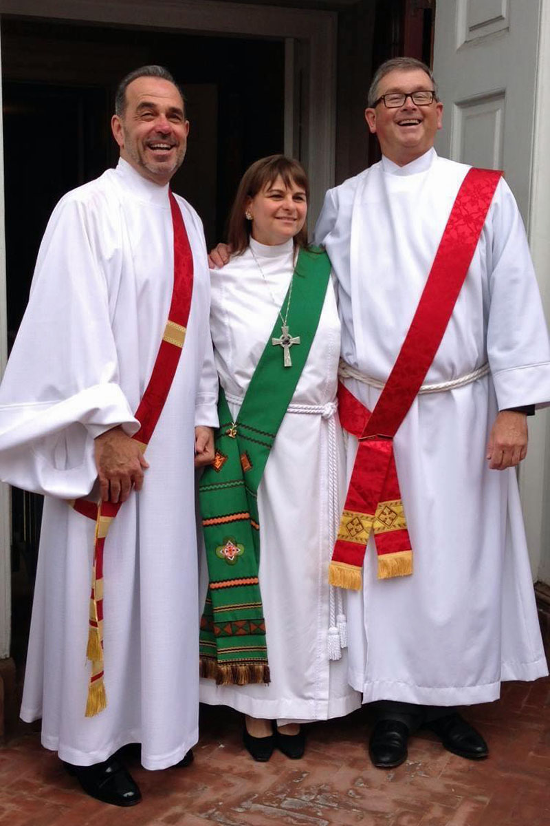 New deacons Tim Carr, Ellen Kohn-Perry and Ron Young after their ordination.