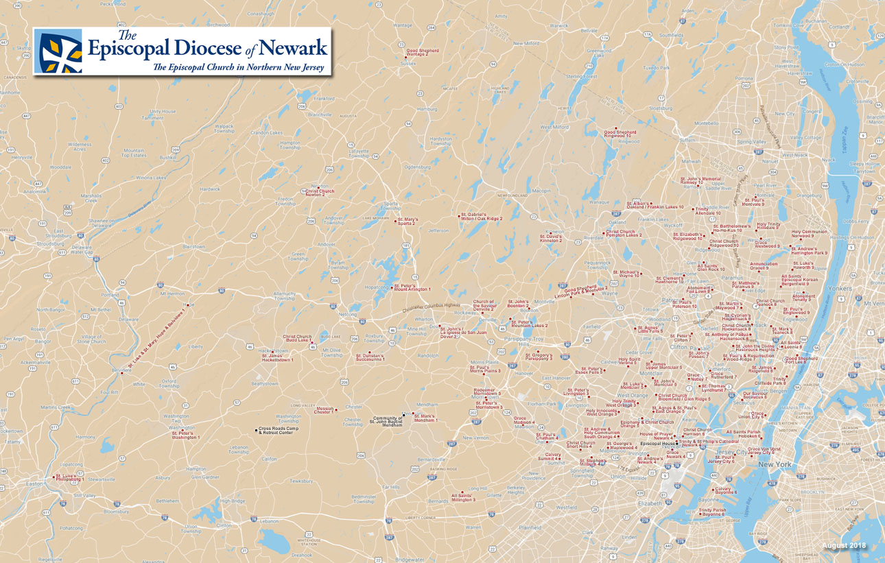 Map of the Diocese of Newark