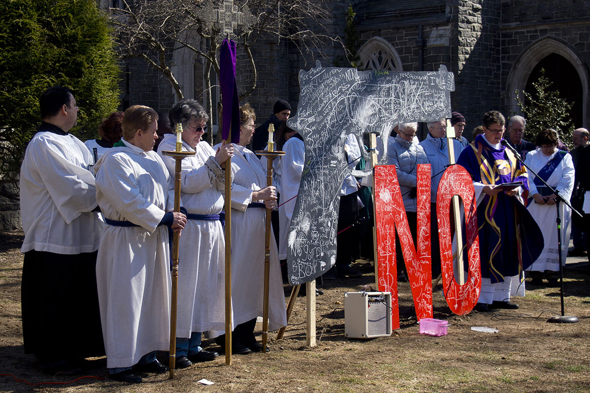 The Rev. Cynthia Black leads prayers during the Gun Violence Sabbath