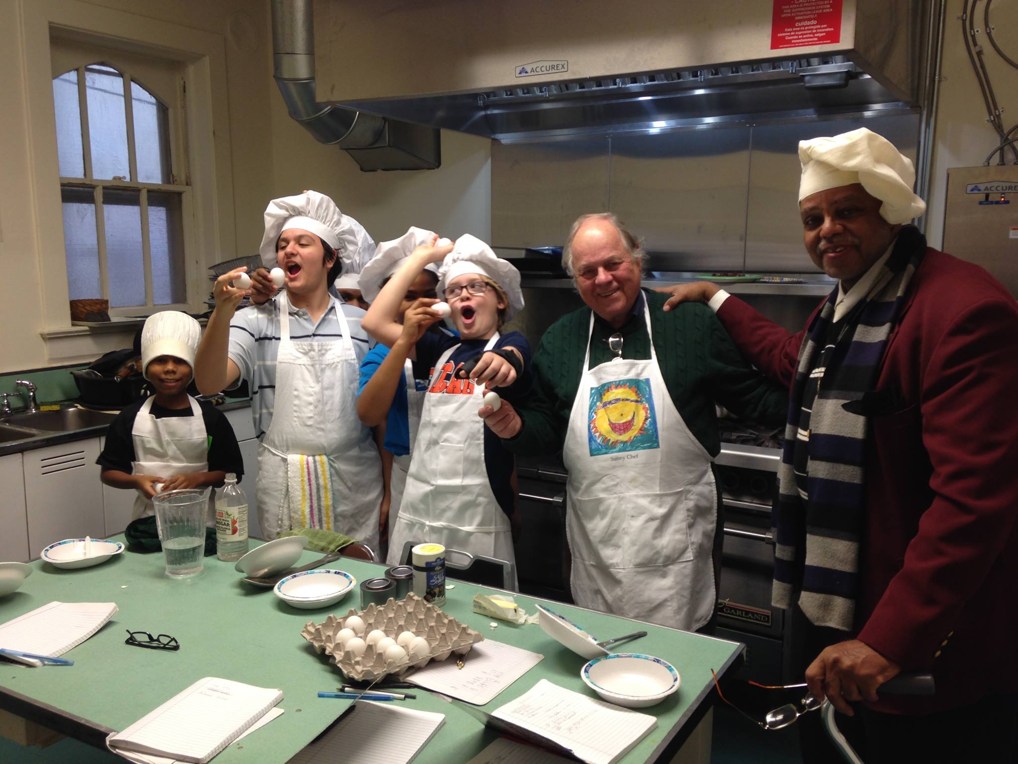 Caspar Ewig and Eric Petersen of St. Paul's with boys' kitchen skills class