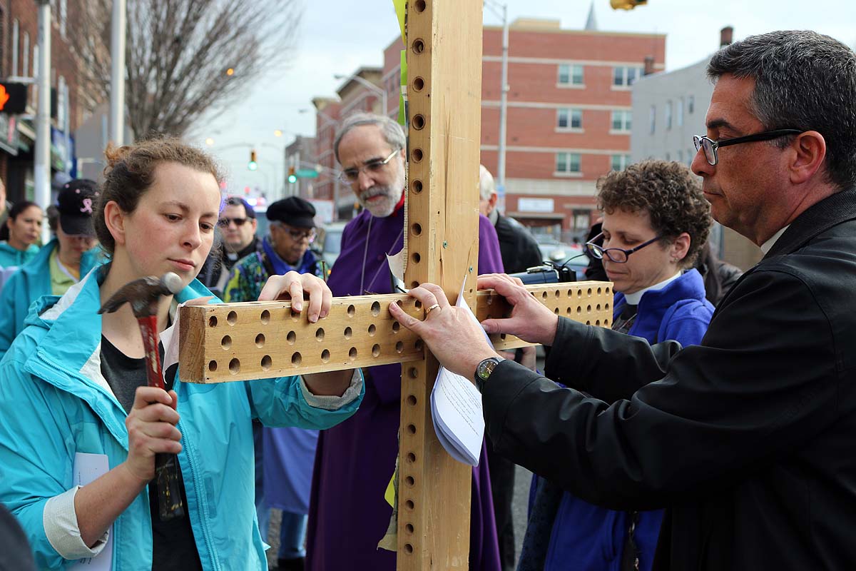 Jersey City Stations of the Cross at sites of violence. NINA NICHOLSON PHOTO