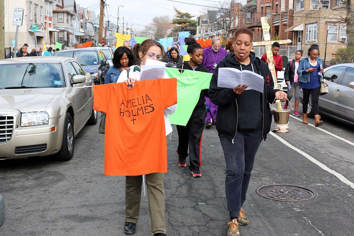 Jersey City Stations of the Cross at sites of violence. NINA NICHOLSON PHOTO