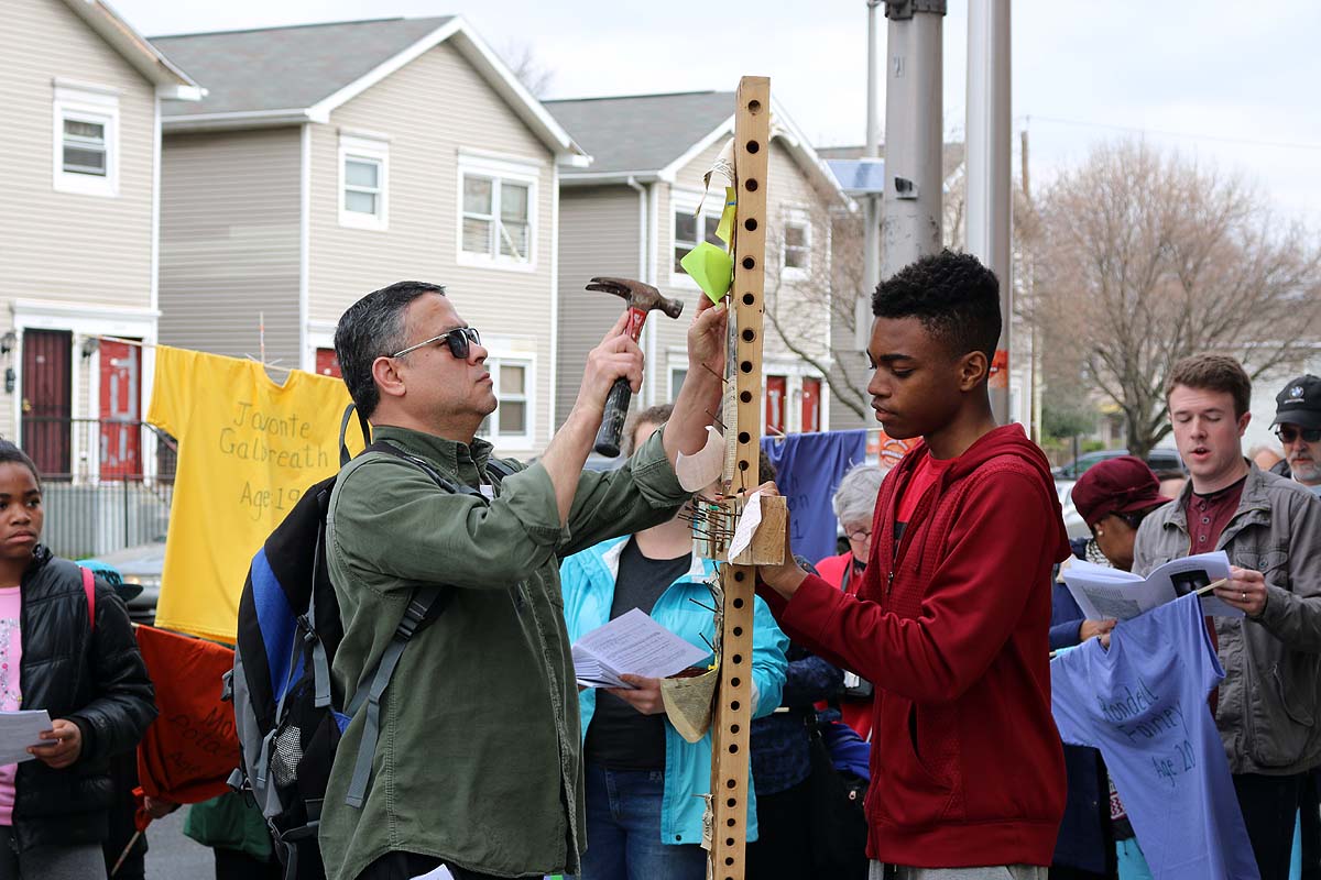 Jersey City Stations of the Cross at sites of violence. NINA NICHOLSON PHOTO