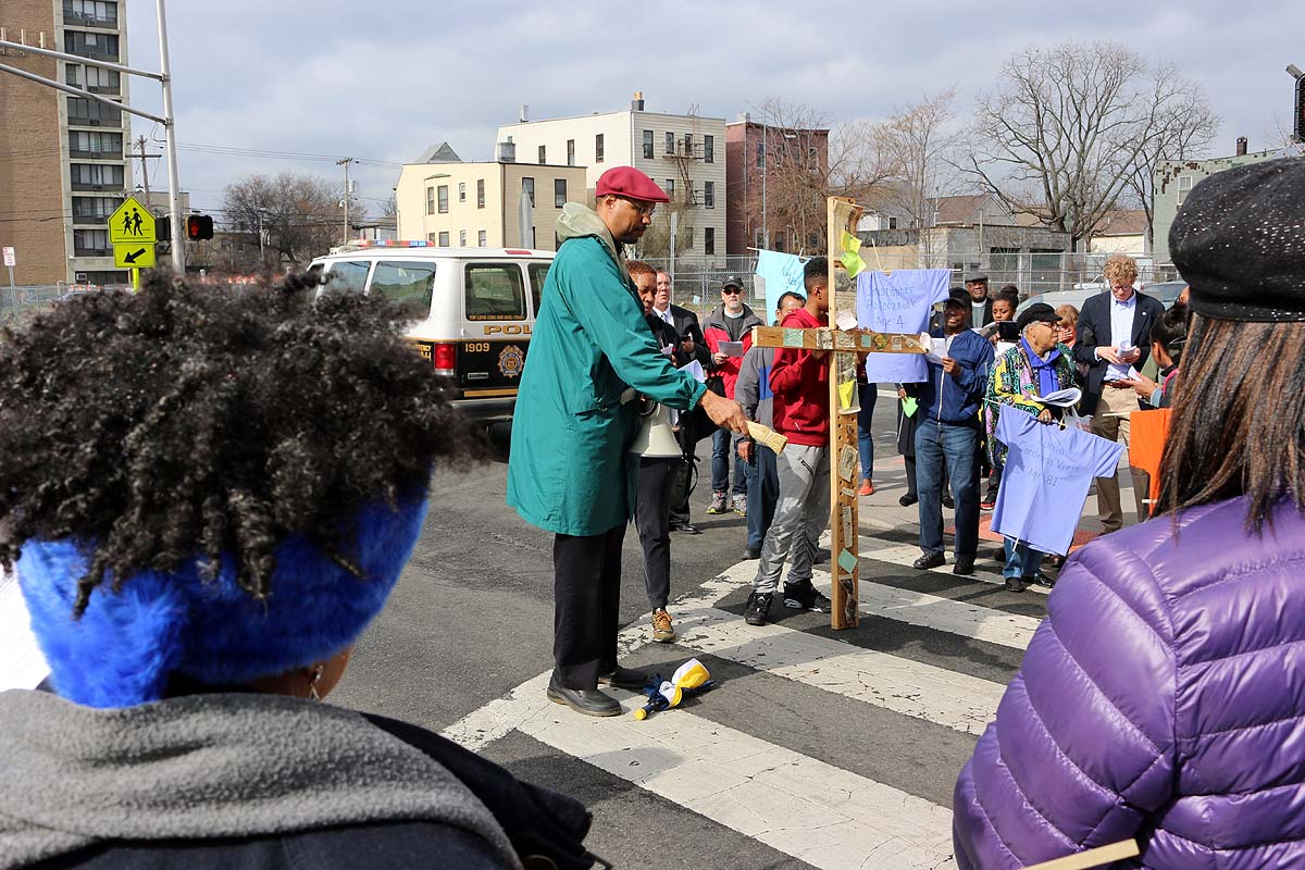 Jersey City Stations of the Cross at sites of violence. NINA NICHOLSON PHOTO