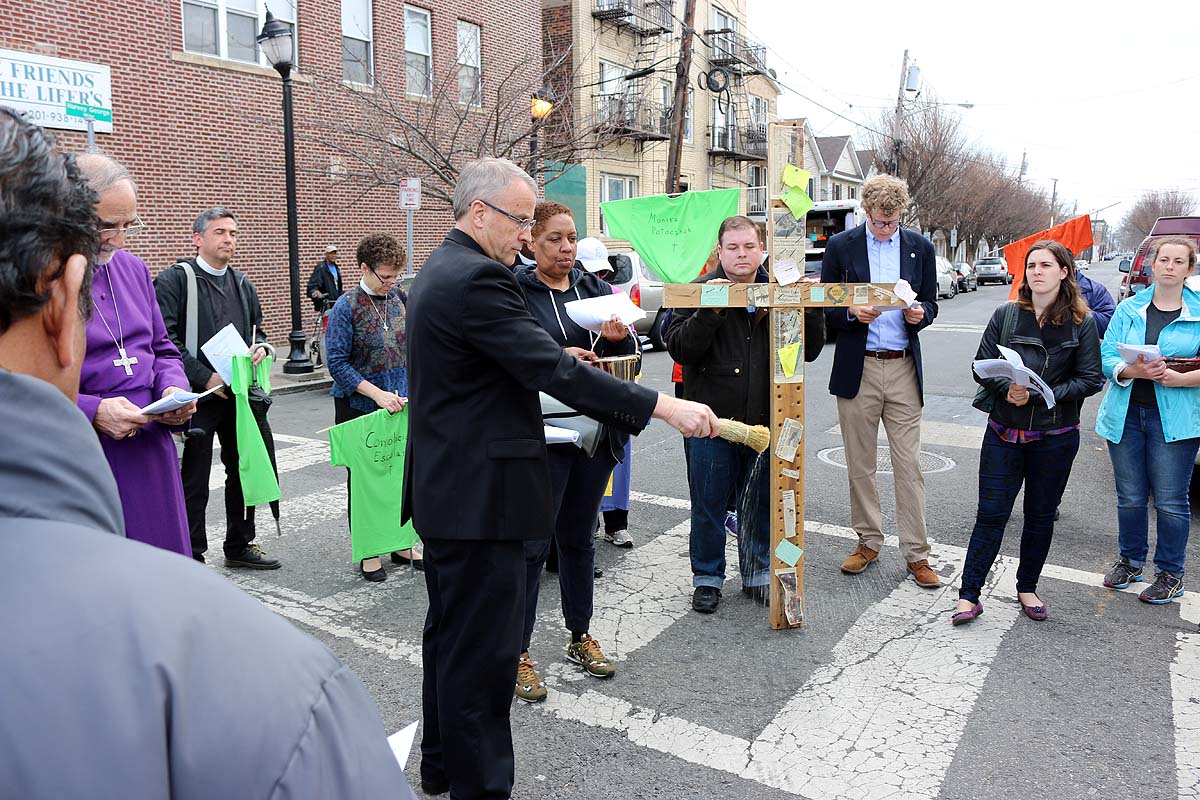 Jersey City Stations of the Cross at sites of violence. NINA NICHOLSON PHOTO