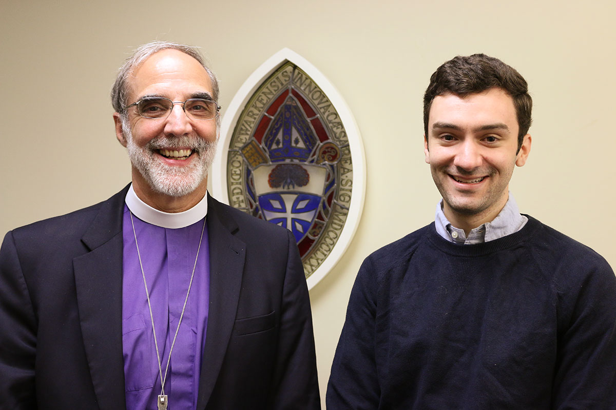 Peter Angelica with Bishop Mark Beckwith shortly after returning from a year in the Community of St. Anselm. NINA NICHOLSON PHOTO