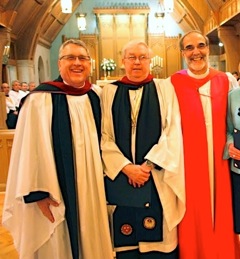 John Cooper, flanked by the Rev. Tim Mulder and Bishop Beckwith