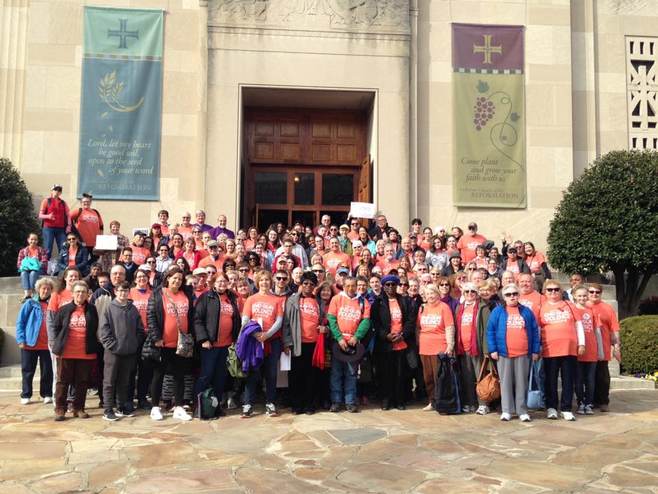 A group photo of the Episcopalians and Lutherans who traveled to DC before boarding the buses to return to NJ.