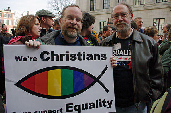 Members of St. George's in Maplewood rally for marriage equality.