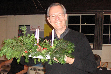 Paul Shackford at St. Andrew's Advent wreath workshop. LYN FOWLER PHOTO