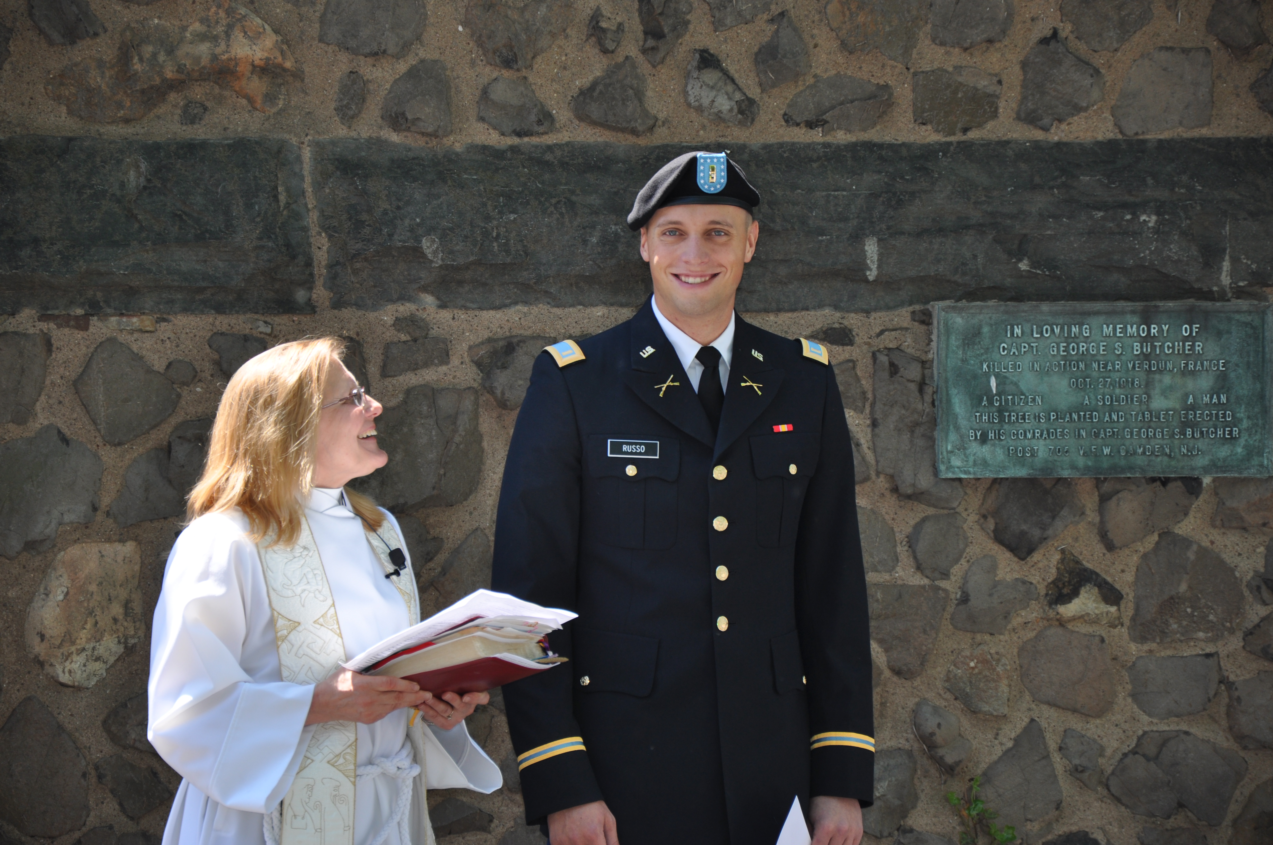 The Rev. Audrey Hasselbrookand Army 2nd Lieutenant Phillip Russo