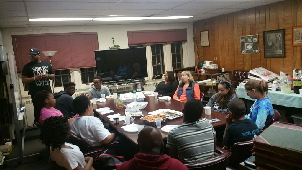 Dinner and a youth meeting at St. Paul's, Englewood. BILL ALLPORT PHOTO