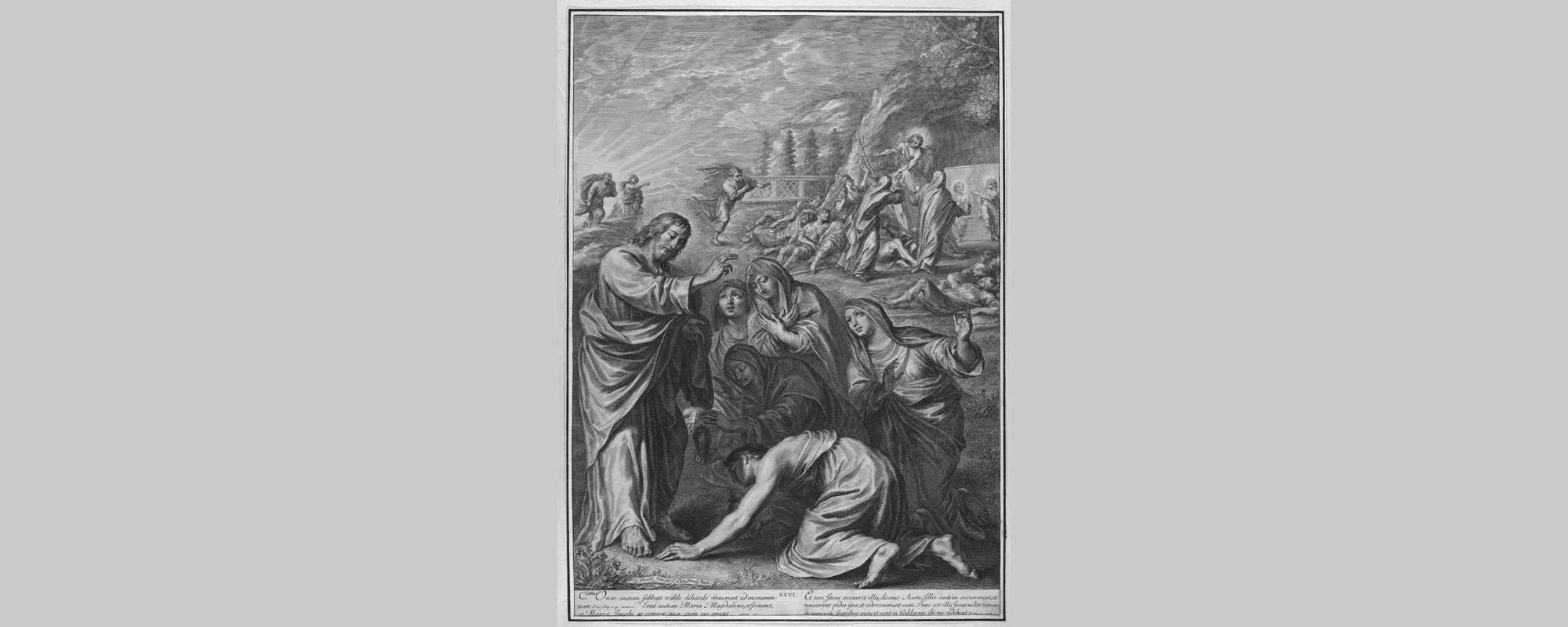 The Holy Women at Christ's Tomb, from The Passion of Christ, plate 20, by Gregoire Huret (1606-1670).