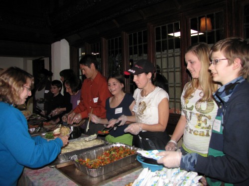 Members of St. Peter’s Morristown youth group serve dinner after Hurricane Sandy
