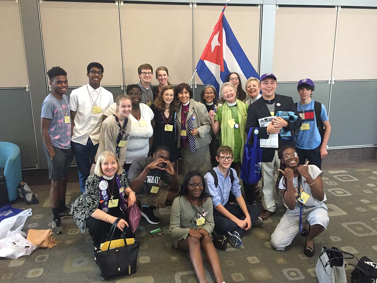 The Newark Youth Presence at General Convention 2018 welcomes the Bishop of Cuba after reinstatement!