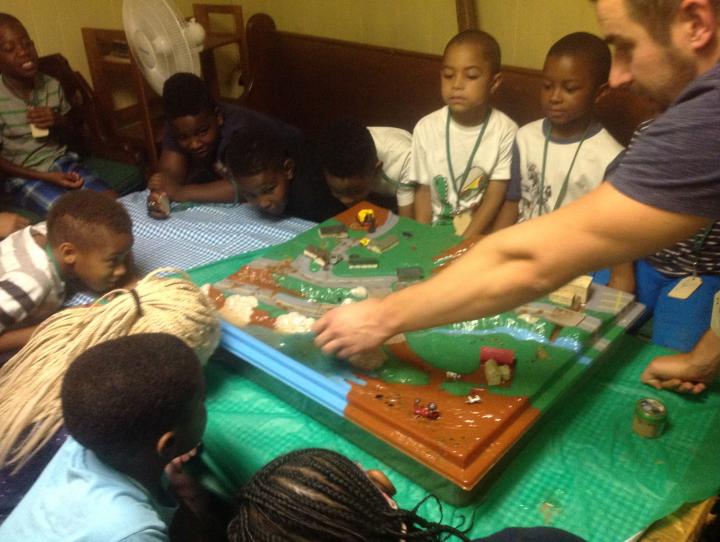 Sean Gilson, Education Director of “The Highlands Coalition,” brought a model watershed for hands-on participation. PHOTO COURTESY BETSY LAVELA