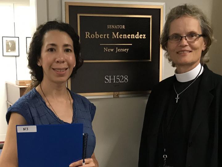 The Rev. Diana Wilcox with Alice Lugo, Counsel to Senator Menendez. PHOTO COURTESY DIANA WILCOX