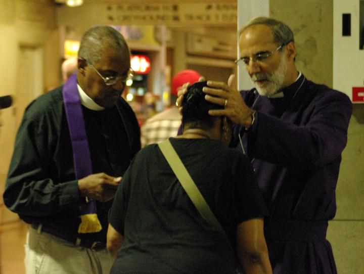 Bishop Beckwith and Canon Jacobs giving "Blessings for a Wounded World"