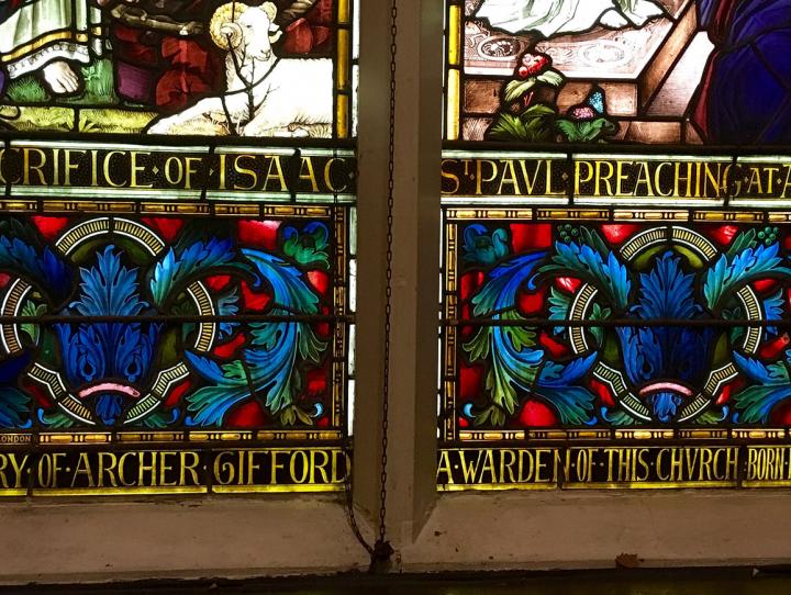 Detail of the Cathedral window dedicated to Archer Gifford.