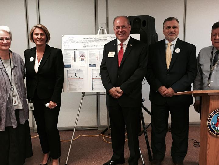 L-r: Mary Sunden, Executive Director, Christ Church CDC; Julia Orlando, Director BCHHHSC; John Hogan, Bergen County Clerk; Louis Knaub, Board President, Christ Church CDC; Jesus Galvis, Christ Church CDC Trustee. PHOTO COURTESY CHRIST CHURCH CDC