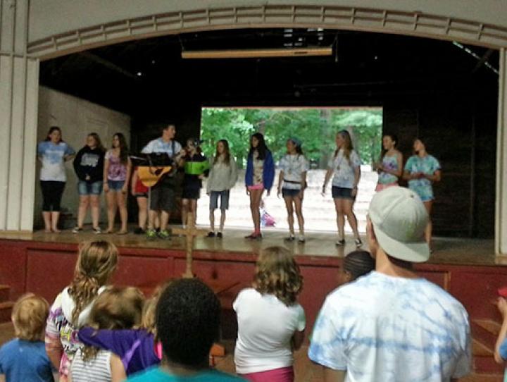 The old stage at Cross Roads Camp, before it was removed during the renovations.