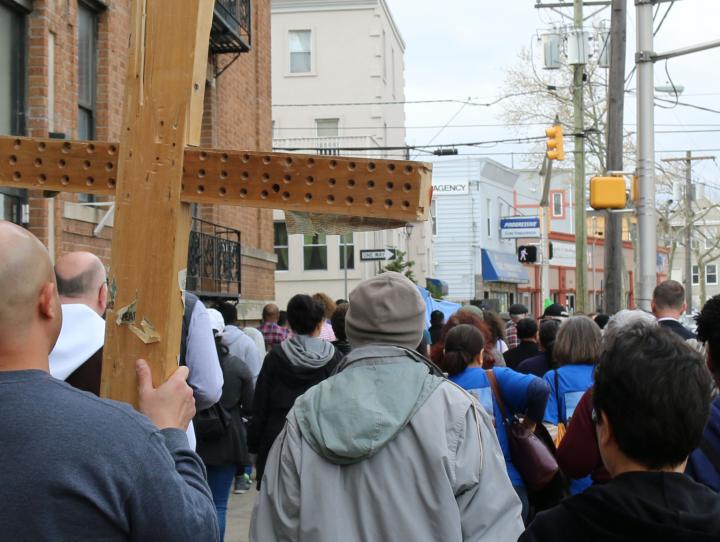 Stations of the Cross at the sites of violent crimes in Jersey City. NINA NICHOLSON PHOTO