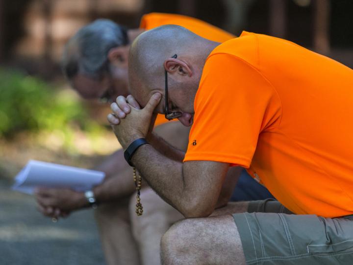 Morning Prayer at Cross Roads Camp. CYNTHIA BLACK PHOTO