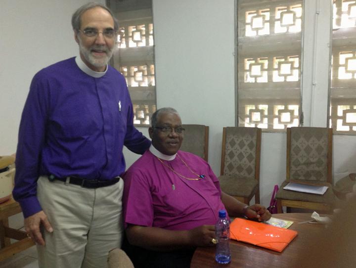 Bishop Mark Beckwith with Bishop Jonathan Hart of Liberia