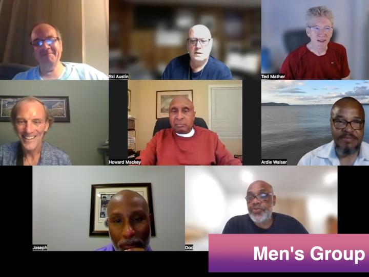 The Men's Small Faith Group meeting on Zoom.