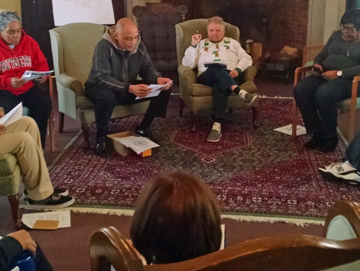 Namaste Commission members attending a March 2018 retreat led by the Rev. Charles Wynder, Jr., Episcopal Church Staff Officer for Social Justice and Advocacy Engagement.