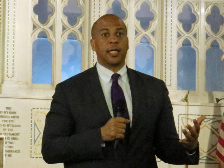 Senator Cory Booker speaking at the Town Hall at Christ Church, East Orange.