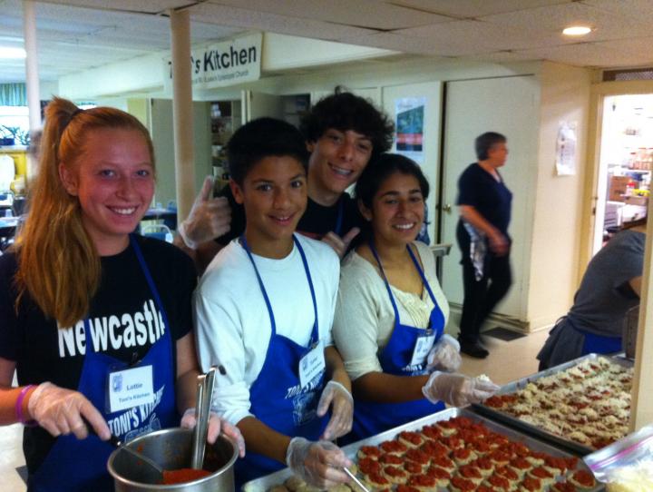 Young volunteers at Toni's Kitchen