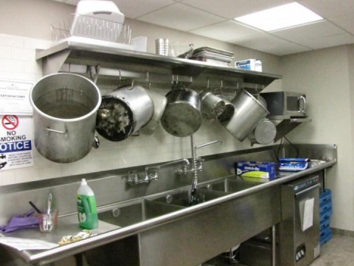 Pots  in the newly renovated kitchen at St. Peter’s, Morristown