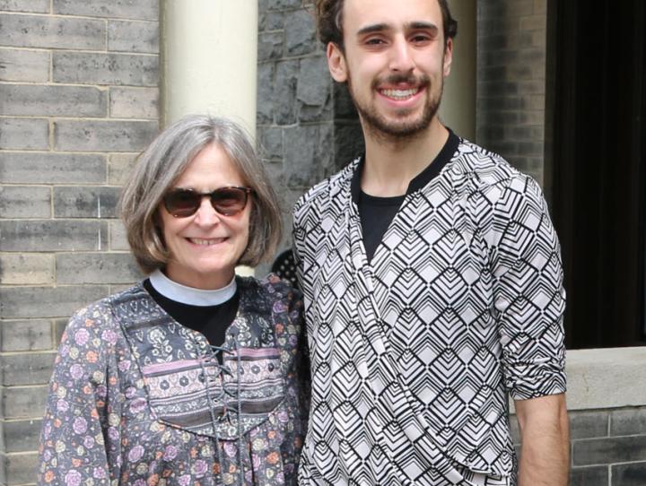 The Rev. Deacon Jill Singleton, Director and Chaplain of The Lighthouse, with part-time social worker Jacob Pirogovsky, in front of The Lighthouse last April. NINA NICHOLSON PHOTO