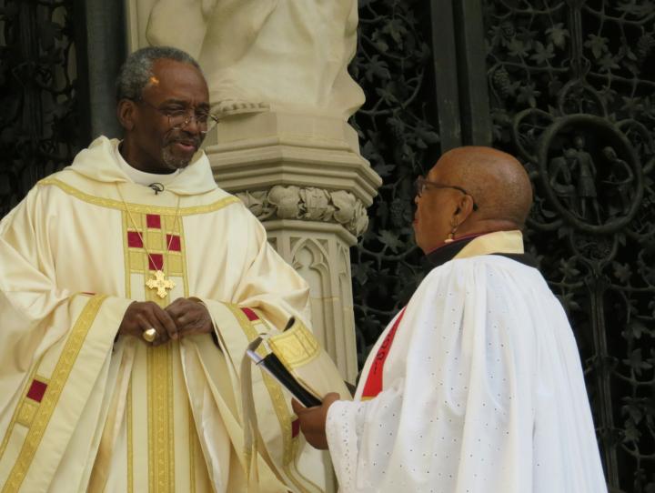 The Rev. Canon Dr. Sandye Wilson with Presidig Bishop Michael Curry