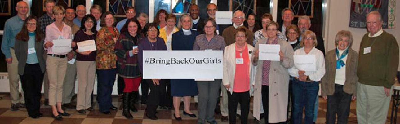Members of the Diocese of Newark demand, "Bring back our girls"