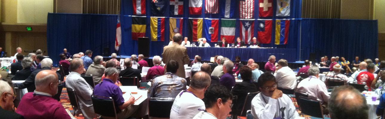 Bishop Mark Beckwith addressing the House of Bishops. DIANA WILCOX PHOTO