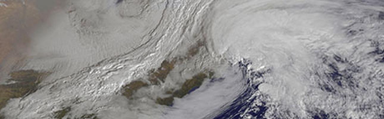 NASA satellite photo of Winter Storm Nemo, February 8, 2013.