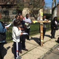 Good Friday Stations of the Cross at sites of violent crimes in Jersey City. Photo courtesy St. Paul's in Bergen via Facebook.