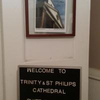 Signs of welcome at Trinity and St. Philip's cathedral - 4/16/16.