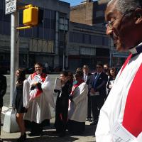 Clergy and candidates lined up and ready to process into the cathedral - 4/24/16